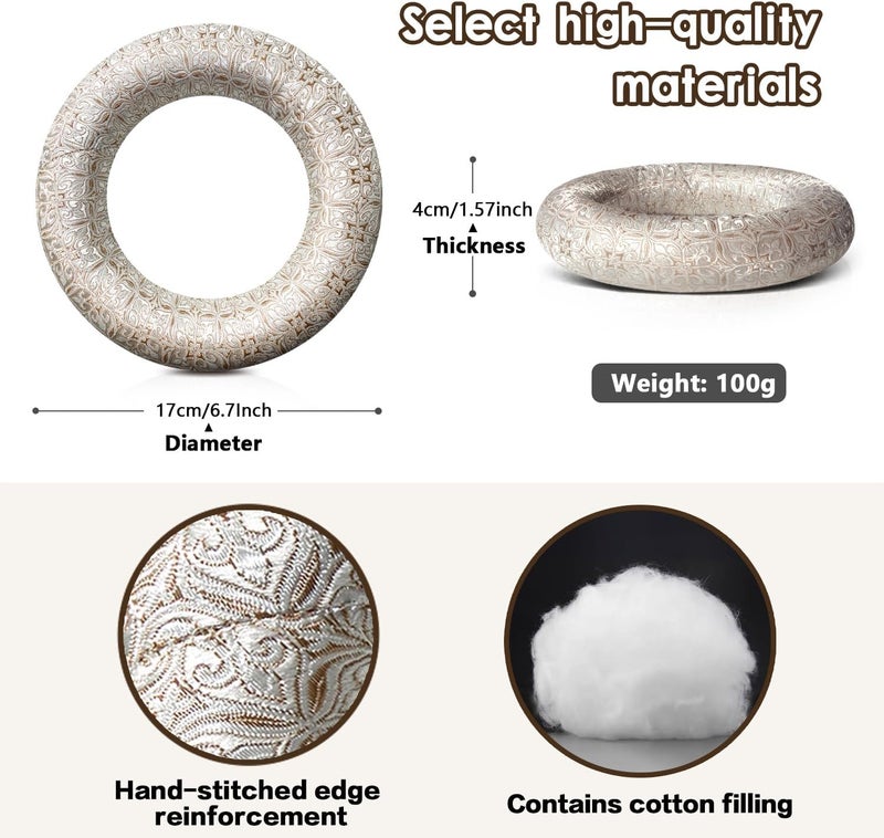 UPCEED Singing Bowl Cushion for Tibetan Singing Bowls, Handmade Silk Brocade Round Cushion Pillow for Sound Healing and Crystal Sound Bowls Accessories(Silver,6.7 Inch) - Image 3